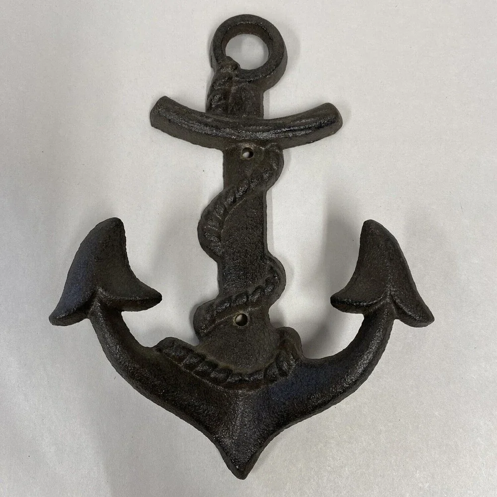 Nautical Cast Iron Anchor Wall Hook Plaque Home Decor